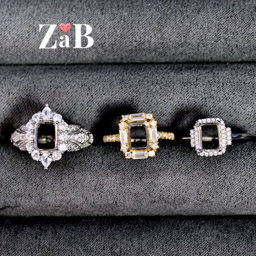 【石位：6X8mm】925银长方形空托戒托戒指戒面DIY首饰纯银首饰