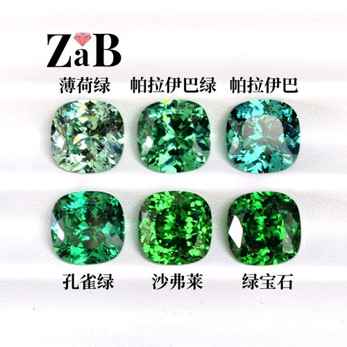 绿系绿宝石薄荷绿肥正方高精切枕形绿蓝宝石戒面主石裸石未镶嵌石