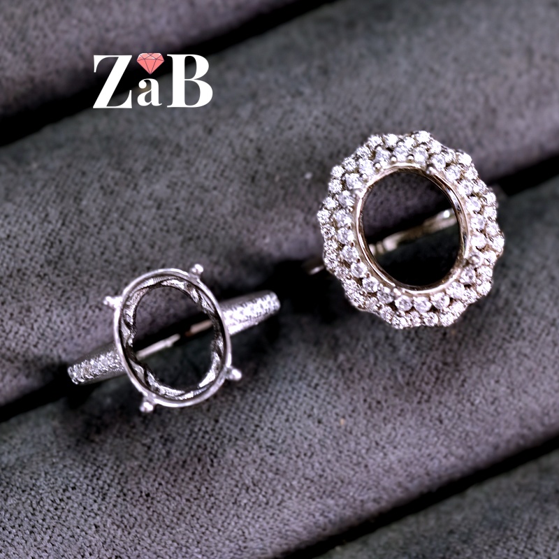 【镶口：9X11mm】就爱设计感原创925纯银镀18K白金女款戒托未镶