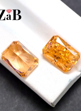 摩根石长方雷迪恩冰花切橙色珠宝DIY裸石未镶嵌吊坠主石可代镶嵌