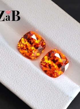 芬达石裸石火山橙色惊艳切割精工珠宝彩宝未镶嵌肥正方枕形克拉钻