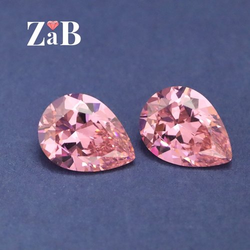 水滴梨形粉红锆石尖底刻面日韩可爱甜美可爱女生艳粉色宝石裸石
