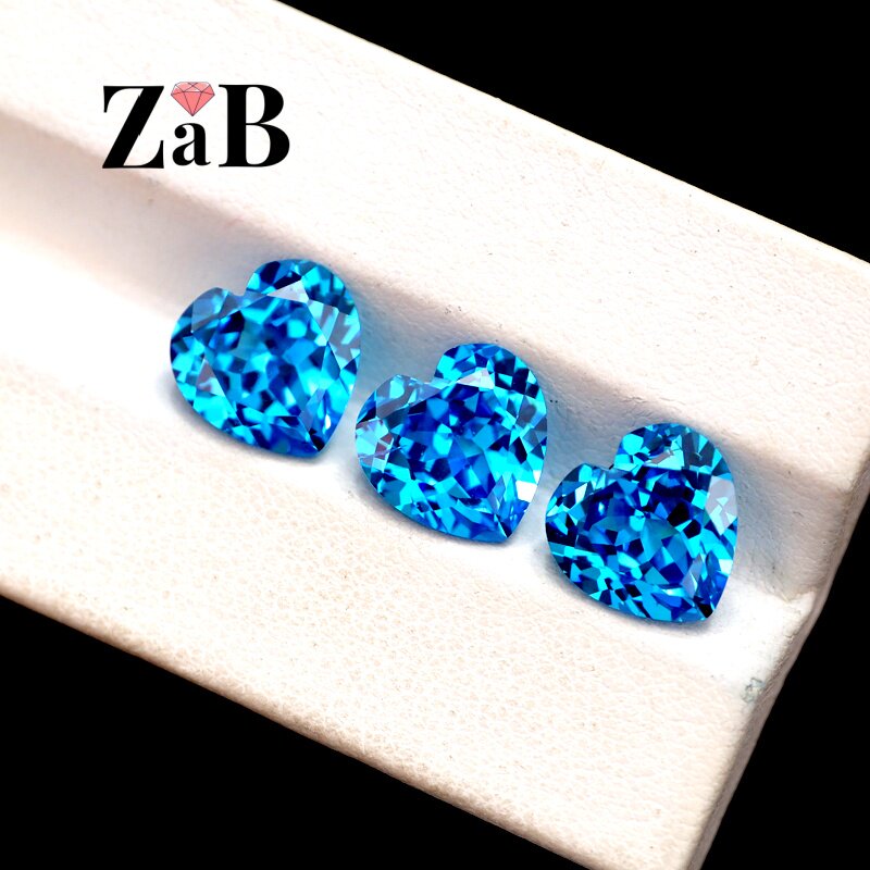 深海蓝色海蓝心形深邃海蓝宝石锆石DIY饰品镶嵌配石裸石美甲钻
