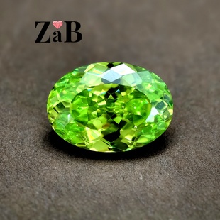 金绿宝石高精切鸟巢加版百版切椭圆蛋形小众设计宝石裸石高碳钻石