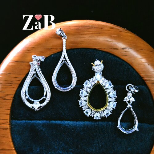 豪华风蛋形纯银镀18k吊坠空托