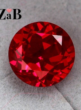 圆形红宝石RUBY裸石鸽血红宝石裸石矿粉融合彩宝戒指戒面裸石