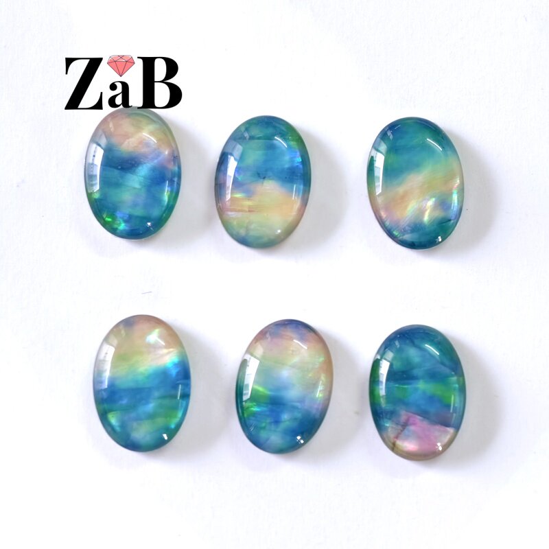 【随机发货】波西米亚风情斑彩石拼接合成碧玺宝石戒指戒面裸石