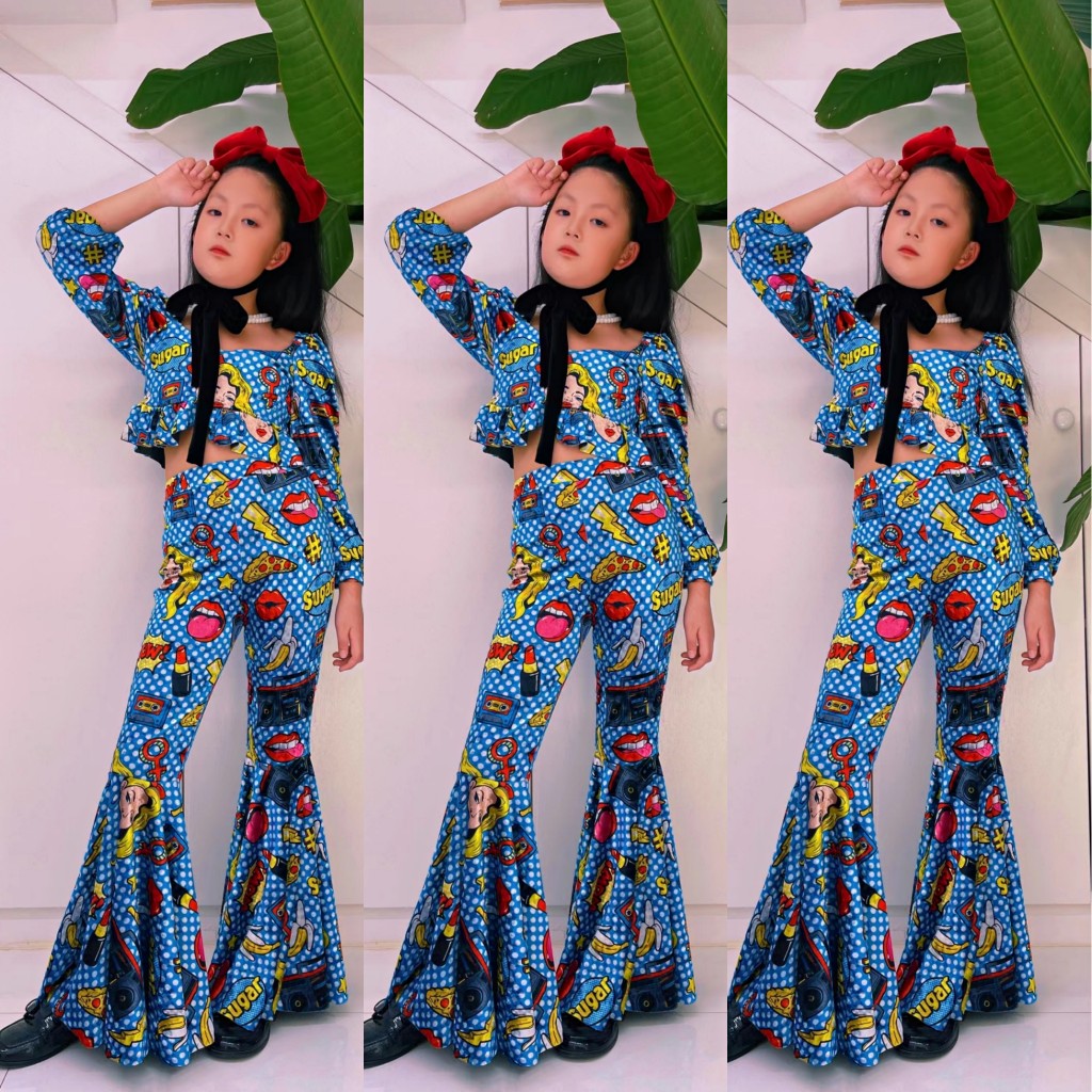 女童走秀喇叭裤爵士舞复古