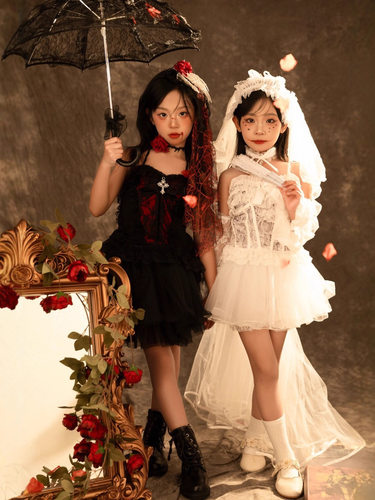 儿童万圣节吸血鬼cos服装洛丽塔公主裙小精灵女巫装扮演出服蓬蓬