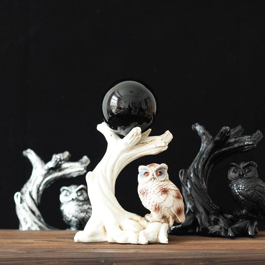 树脂工艺品猫头鹰球底座树脂办公室家居桌面摆件水晶球底座,家居饰品,装饰摆件,淘宝优惠券,粉丝福利购,淘宝优惠卷
