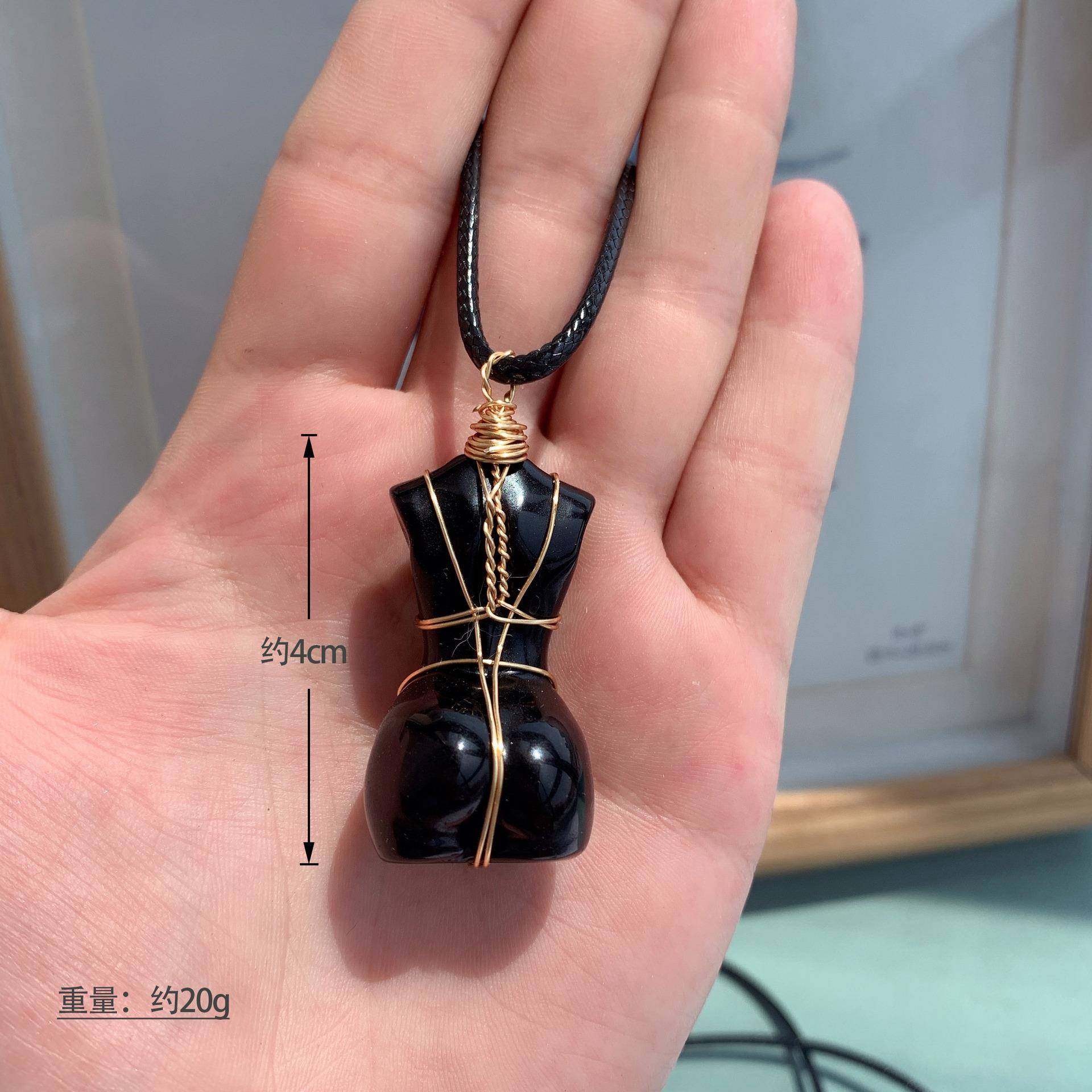 跨境热销天然水晶女模特雕刻件手工编织金丝皮绳吊坠项链厂家,饰品/流行首饰/时尚饰品新,摆件,淘宝优惠券,粉丝福利购,淘宝优惠卷