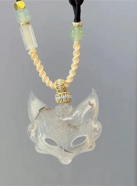 「绛痕·狐面」新中式狐狸编织吊坠项链2025新款国风设计感颈链