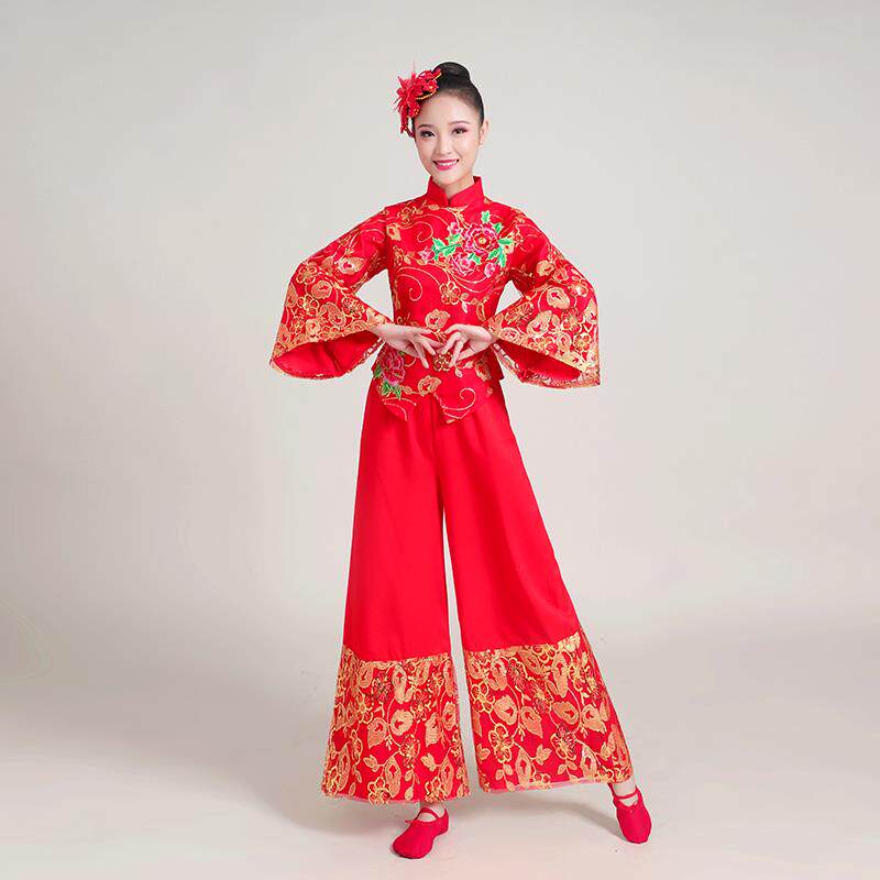 新款秧歌服演出服古典舞2022新款中老年广场舞成人扇子舞腰鼓表演