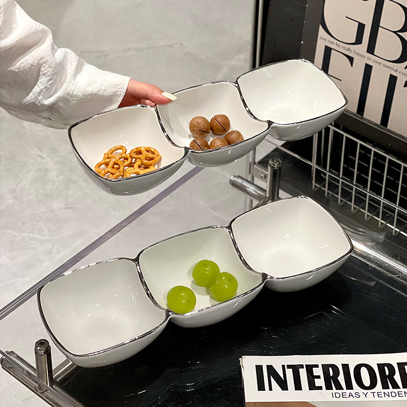 创意三格碟碗分格盘高级感下午茶糖果零食小吃碗甜品碗水果拼盘碗,餐饮具,碗,淘宝优惠券,粉丝福利购,淘宝优惠卷