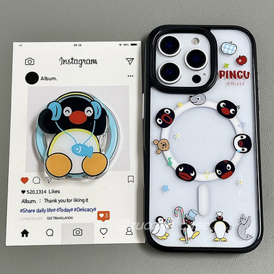 苹果16pro卡通企鹅手机壳