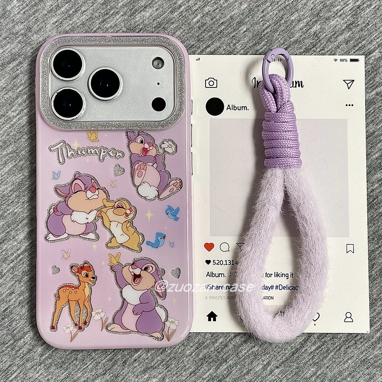 冬日闪粉可爱卡通桑普兔小鹿适用苹果17promax手机壳iphone16pro新款15带挂绳14小众13女17双层全包防摔套pm