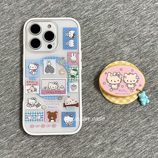 贝贝壳磁吸可爱兔子kt猫插画适用苹果17promax手机壳iphone16pro新款 15带磁吸支架14女13双层全包防摔保护套
