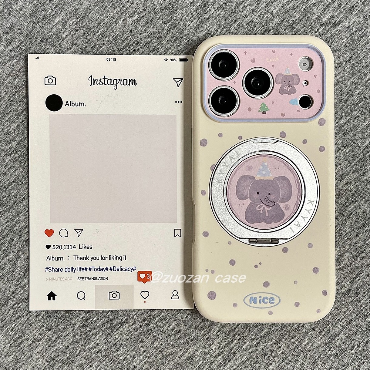 360旋转一体支点壳适用苹果18promax手机壳iphone17pro韩风泼墨大象16新款支架15pro液态硅胶全包防摔保护套