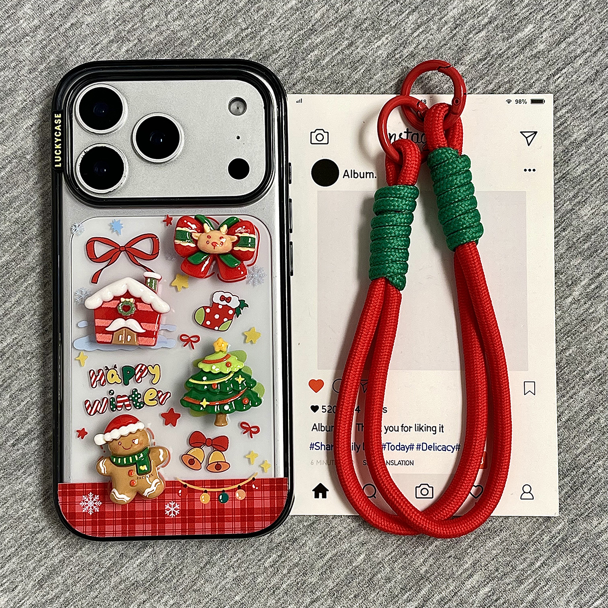 苹果17pro卡通立体圣诞树手机壳