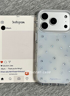 ins韩风鎏金银色猫爪适用苹果17promax手机壳iphoen16pro新款15简约14高级感13女17气囊双层全包防摔保护套pm