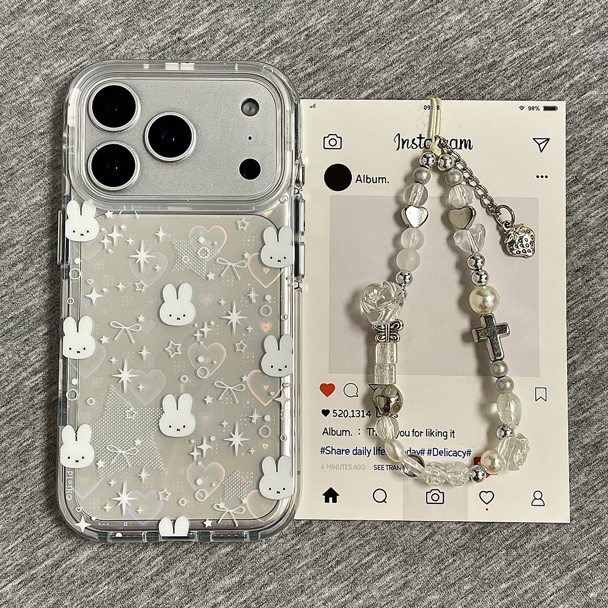 苹果17pro卡通兔子双层手机壳