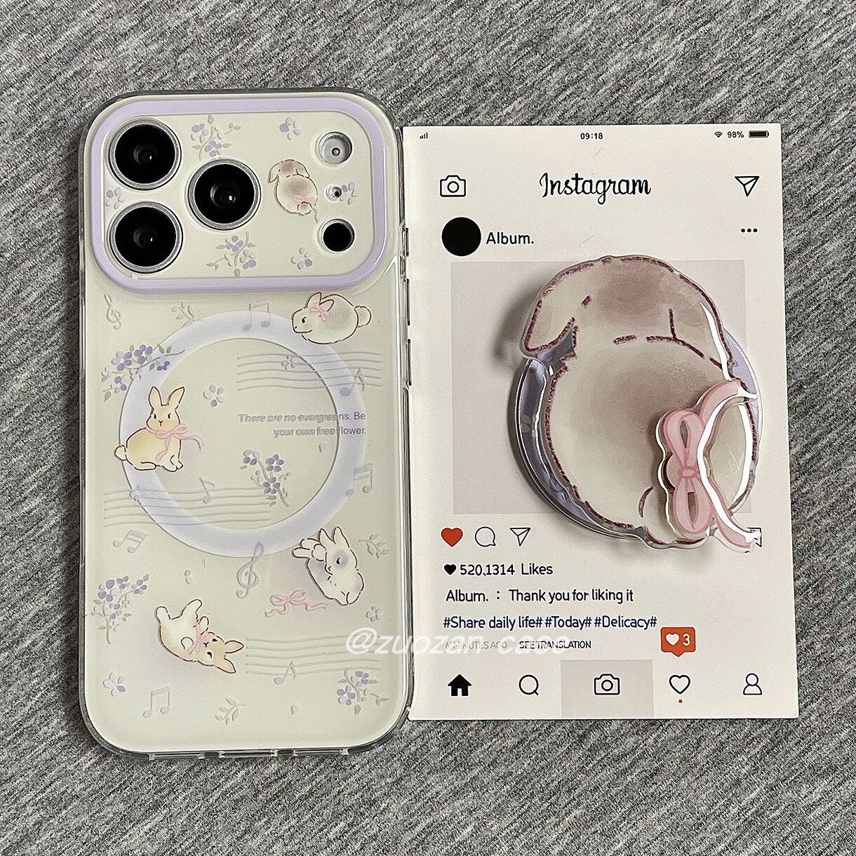 磁吸ins韩风春日紫花小兔子适用苹果17promax手机壳iphone16pro新款15带支架14双层13女17全包防摔保护套小众