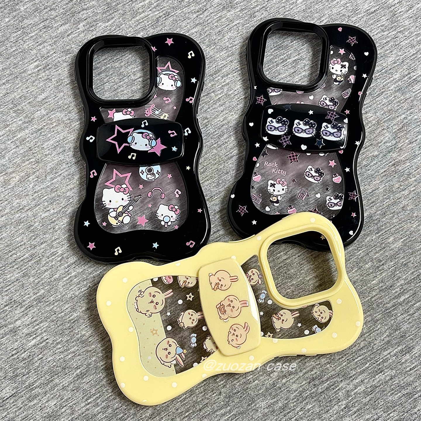 创意蝴蝶结格纹星星KT猫适用苹果16promax手机壳iphone15pro新款14隐形支架13女16pro全包防摔手机套个性卡通
