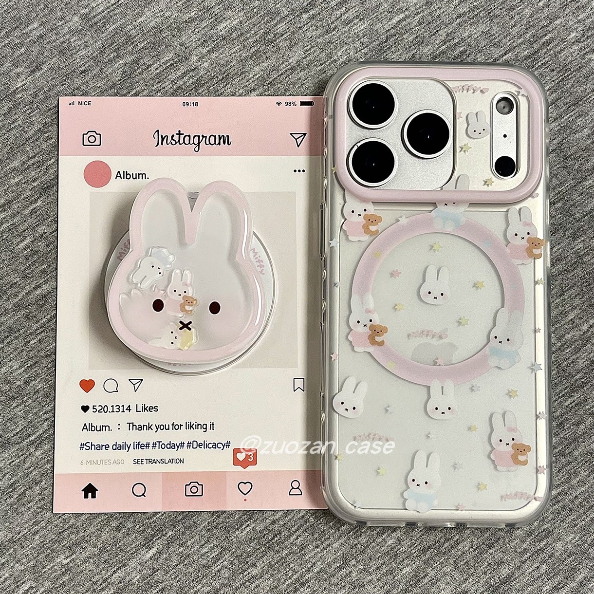 磁吸ins韩风星星兔子支架适用苹果17promax手机壳iphone16pro新款15清新14半透磨砂13女17双层全包防摔保护套