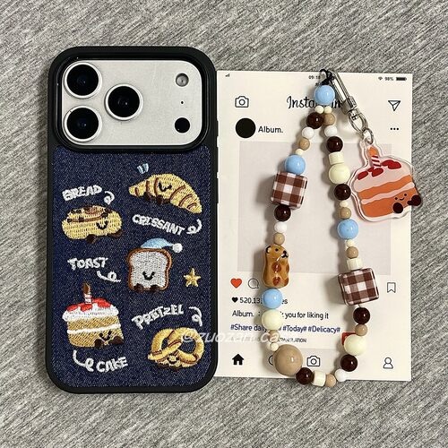 苹果17pro卡通面包牛仔手机壳