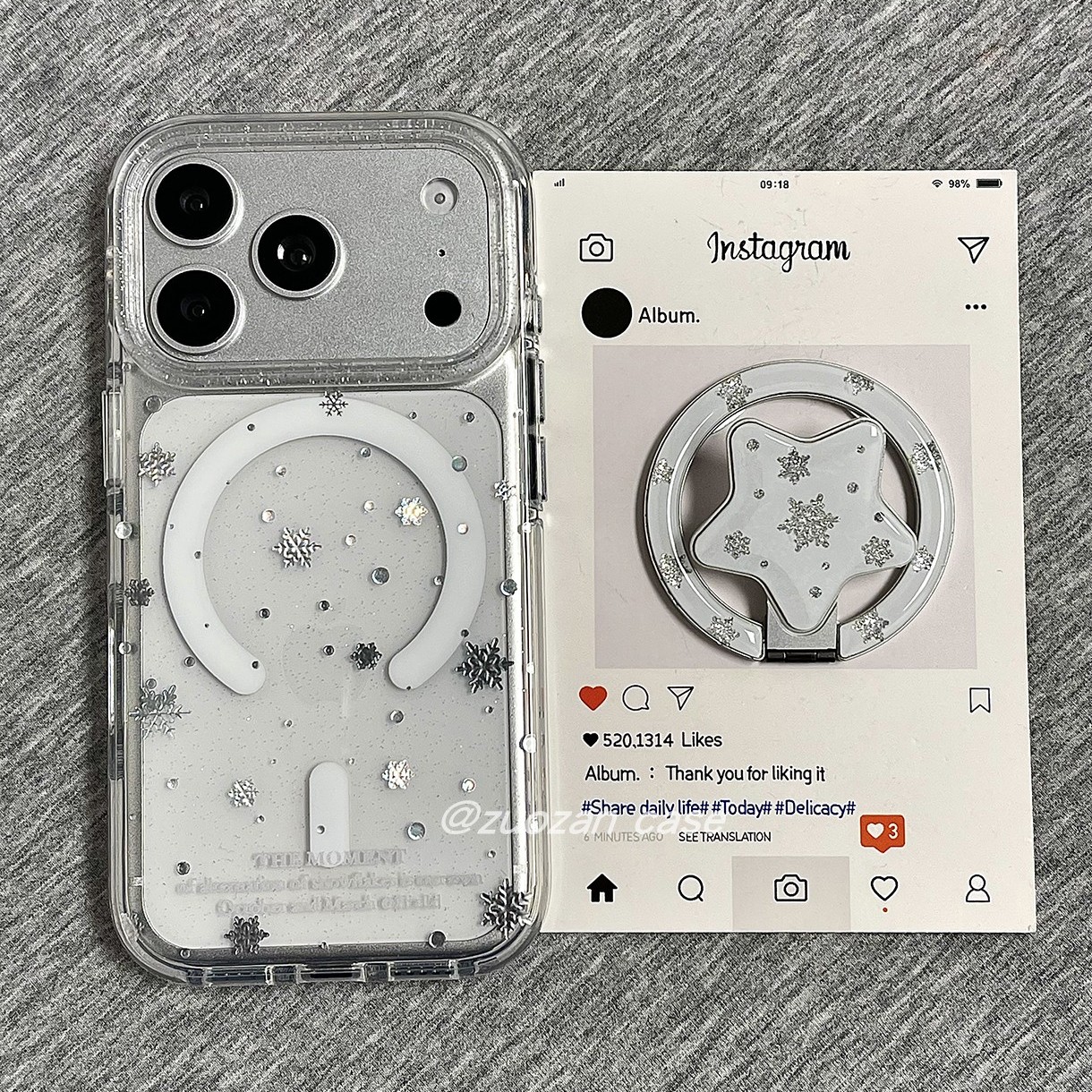 磁吸ins韩风鎏金银色波点雪花适用苹果17promax手机壳iphone16pro新款15带支架14双层13女17全包防摔保护套pm