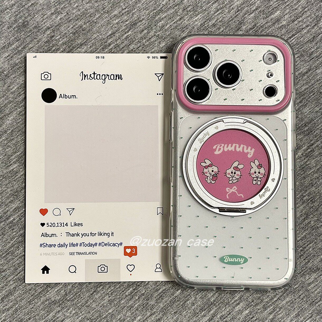 360旋转一体支点壳适用苹果17promax手机壳iphone16pro韩风绿爱心兔子15pm半透磨砂双层17新款全包防摔保护套