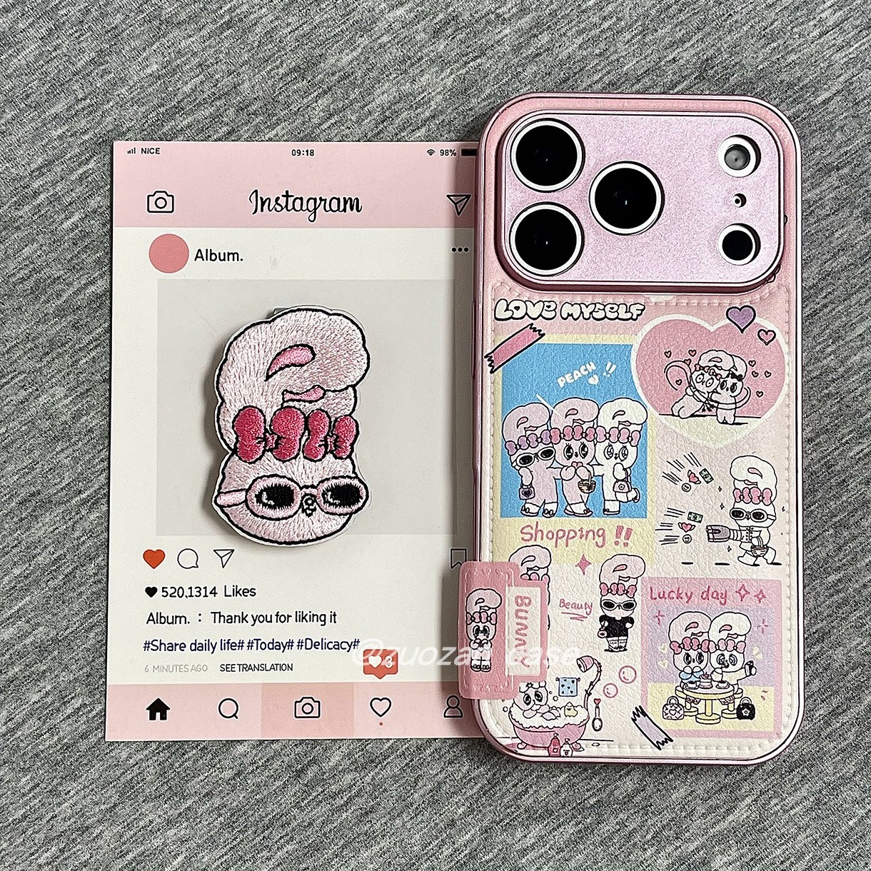 秋冬皮革粉色可爱卡通兔子适用苹果17promax手机壳iphone16pro新款15带支架14创意13女17镜头全包防摔手机套