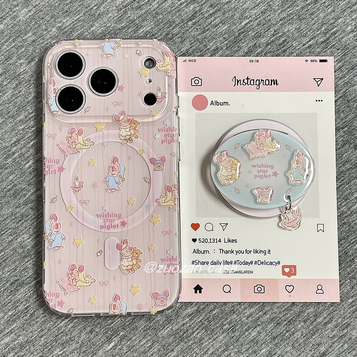 苹果17pro磁吸皮杰小猪手机壳