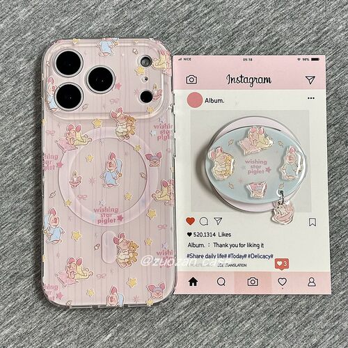 苹果17pro磁吸皮杰小猪手机壳
