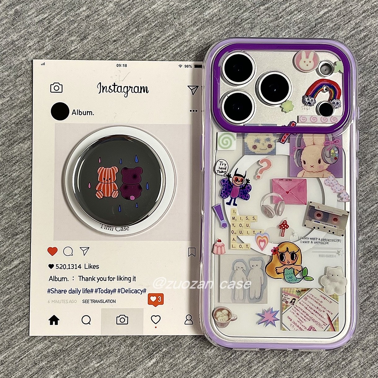 苹果17pro卡通小熊双层手机壳