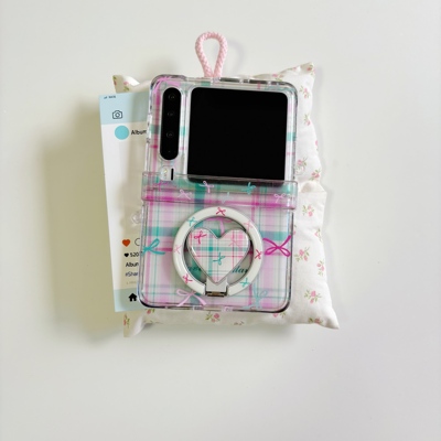 绿玫粉格子适用于purax手机壳