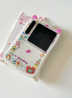 ins原田治欢乐小人适用于华为purax手机壳适用于pocket2猫耳软壳适用于三星zflip6/5/7适用于小米mixflip2