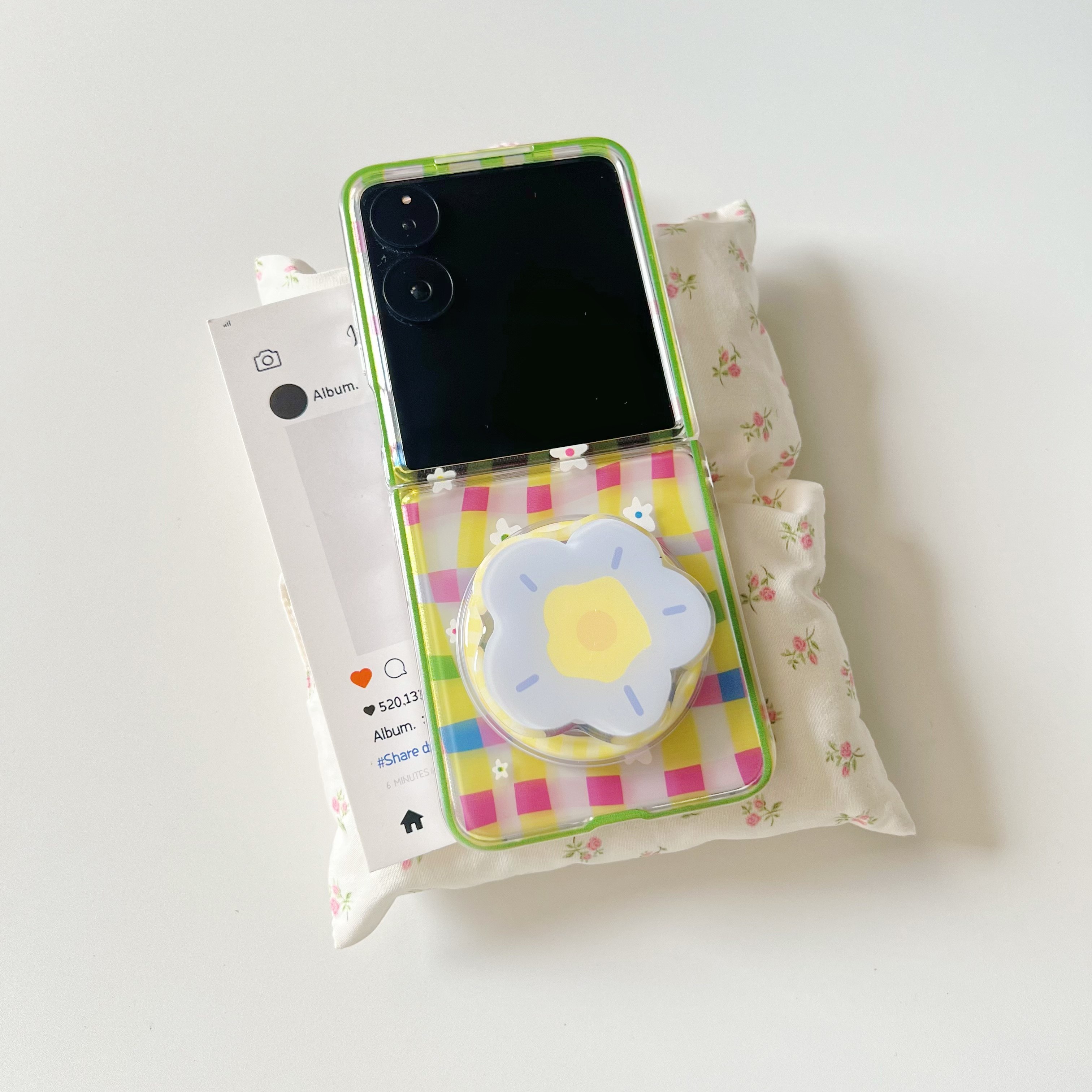 ins曲线小花适用于小米mixflip2手机壳适用于三星zflip7磁吸保护套适用于pocket2硬壳小折叠微透