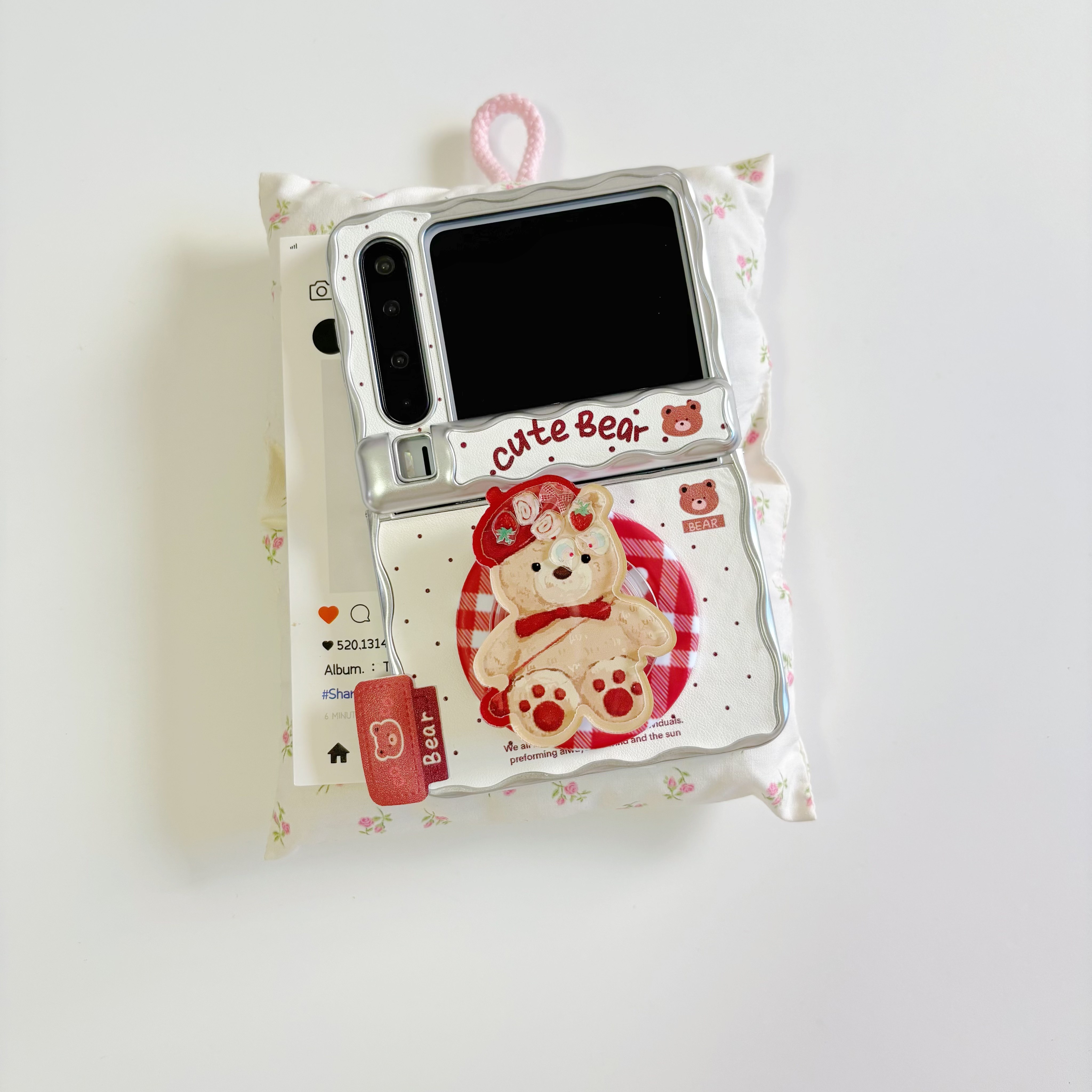 ins可爱皮质红波点小熊适用于华为purax手机壳阔折叠适用于华为purax典藏版磁吸中轴全包铰链保护套硬壳