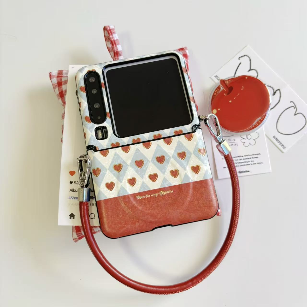 爱心格纹适用于华为purax手机壳