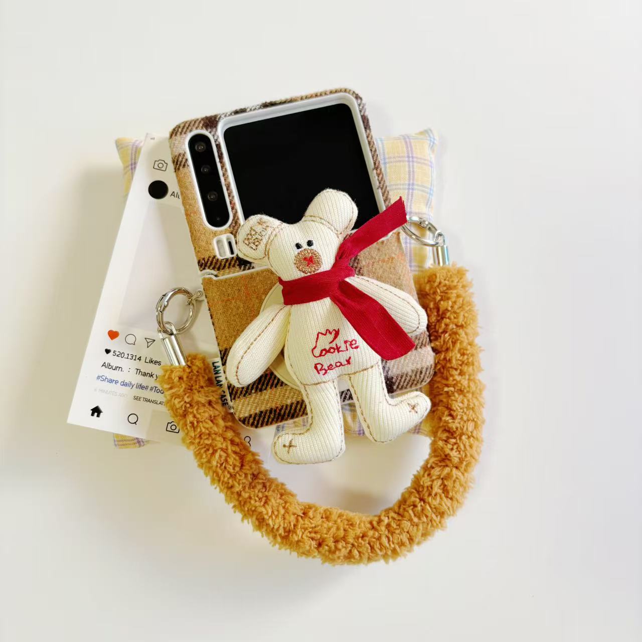 格子小熊适用于华为purax手机壳