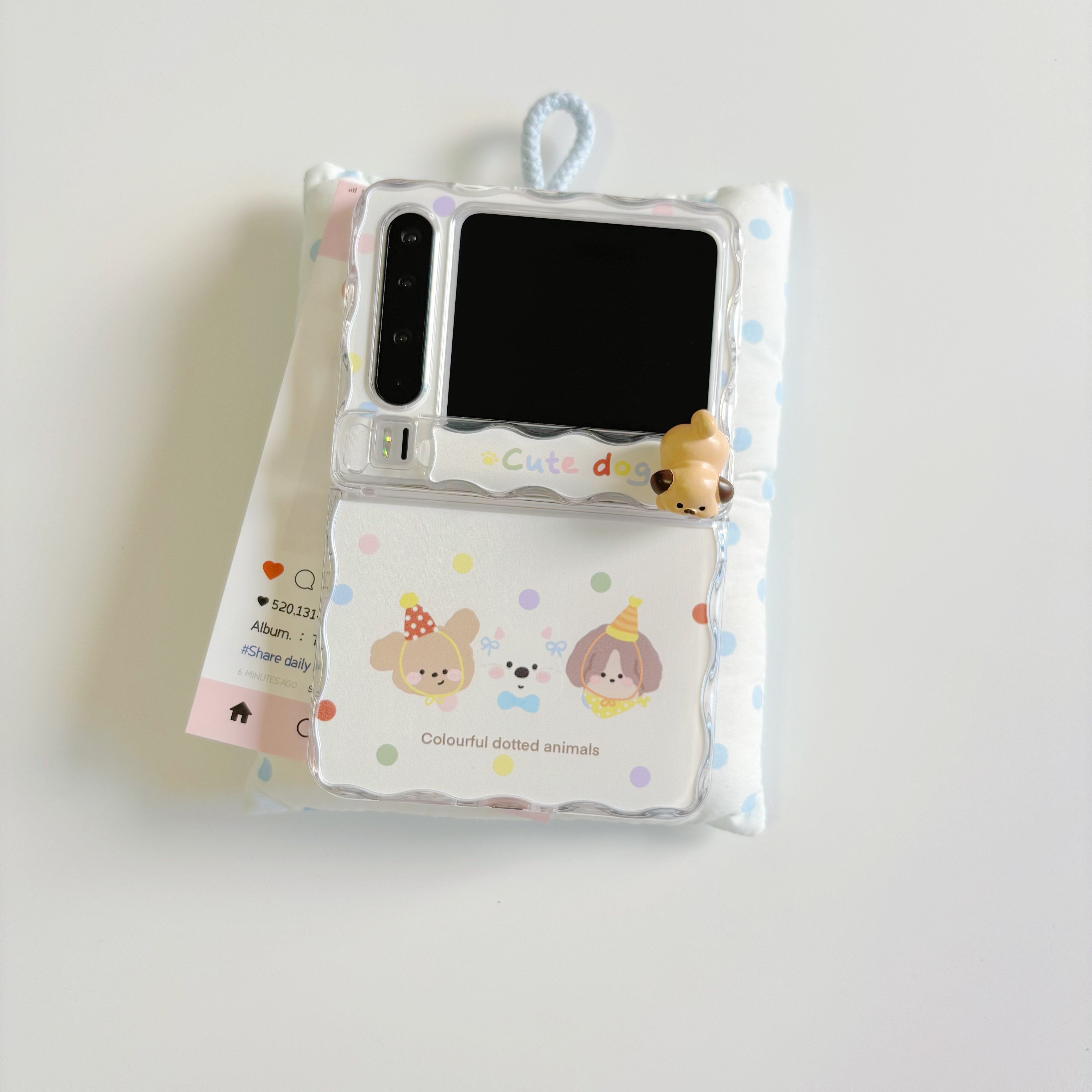 ins韩风可爱趴趴小狗适用于华为purax手机壳小折叠适用于三星zflip7磁吸铰链保护套硬