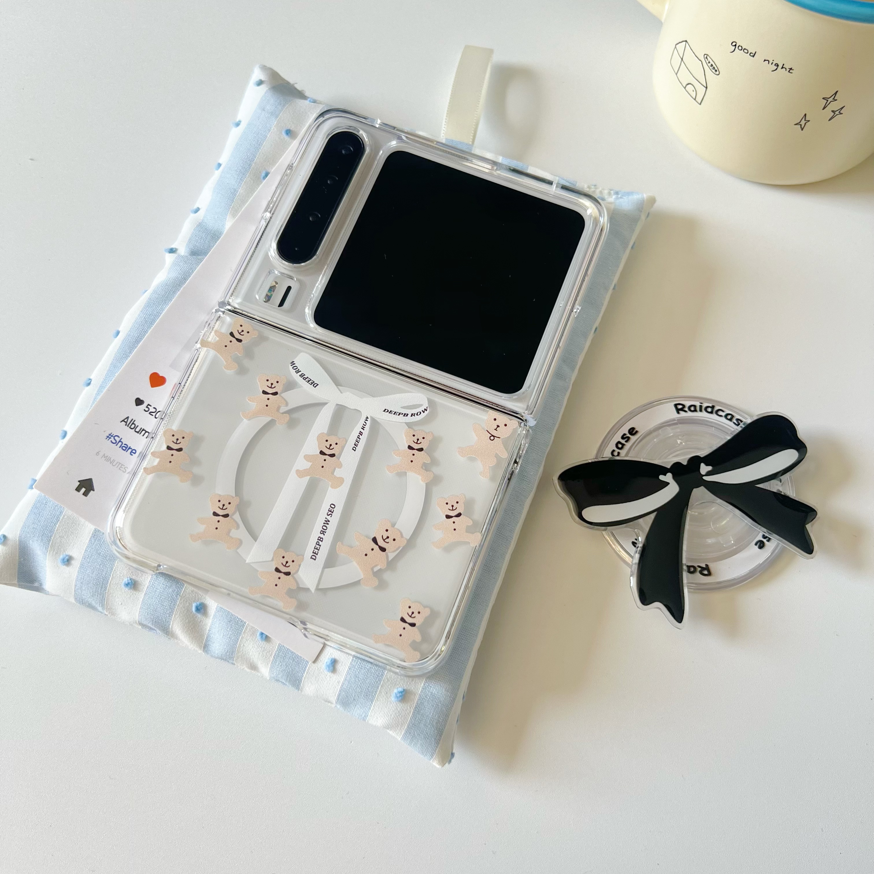 小熊蝴蝶结华为purax磁吸手机壳