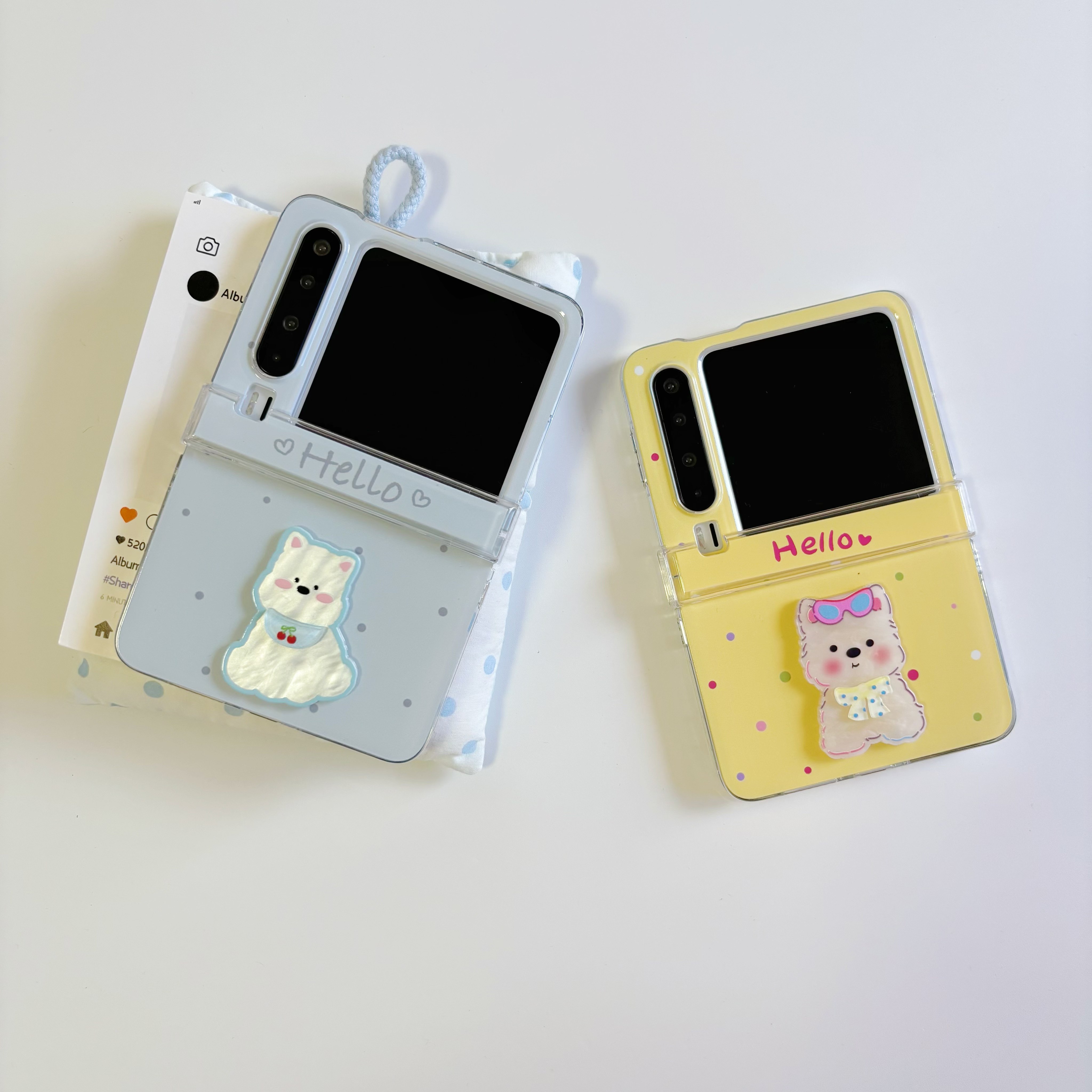 可爱马卡龙卡通波点西高地适用于华为purax手机壳小折叠适用于小米mixflip2铰链保护套适用于三星zflip7硬壳