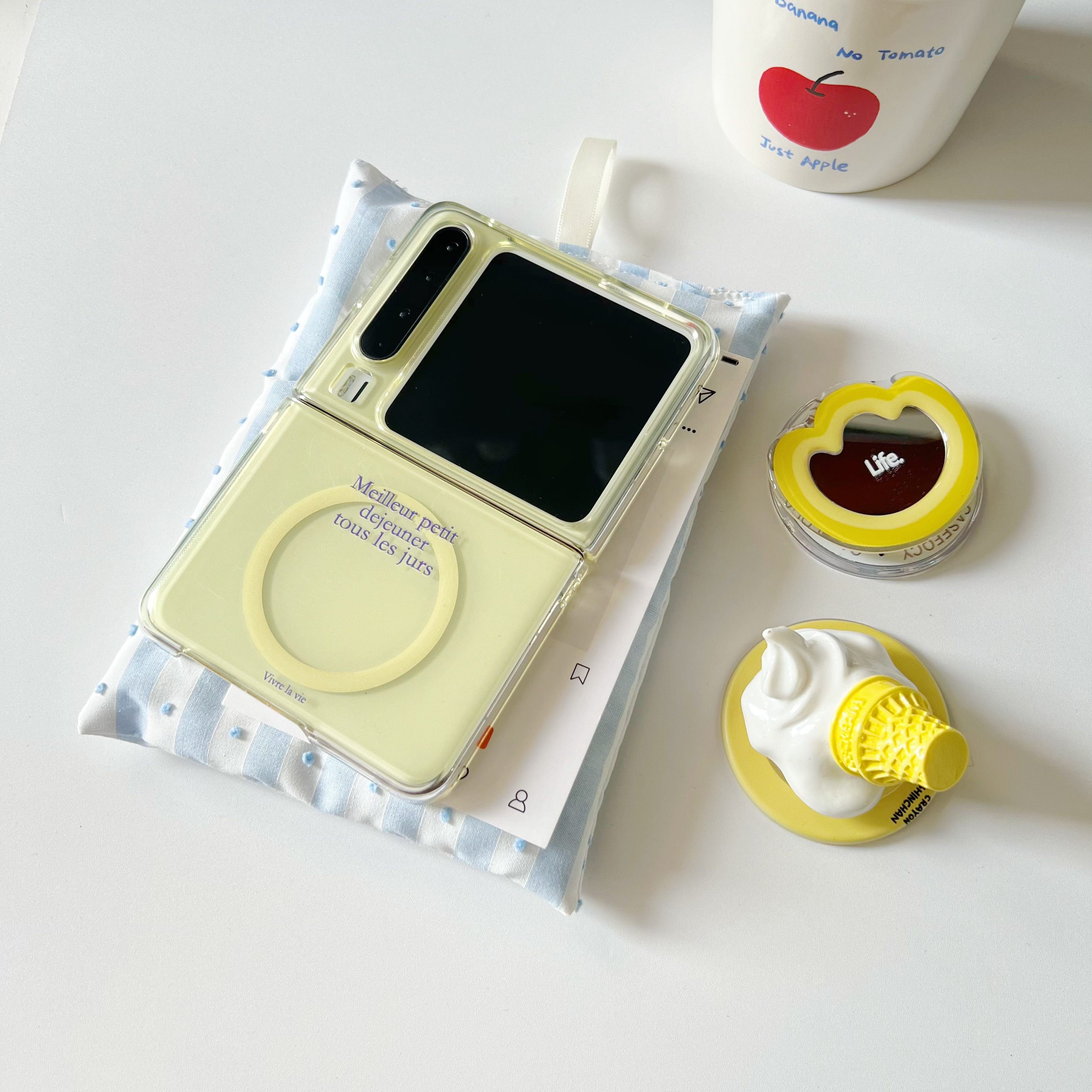 夏日半透奶油黄字母purax手机壳