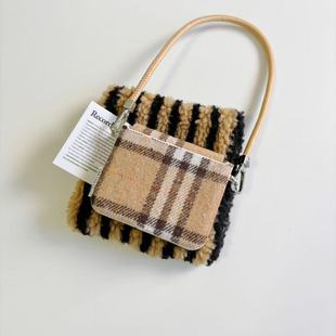 ins秋冬毛呢格子适用于华为purax手机壳小折叠适用于小米mixflip2保护套适用于三星zflip7硬手提全包款