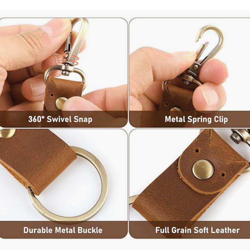 跨境现货PU皮钥匙扣激光雕刻复古金属两面钥匙圈汽车礼品挂件