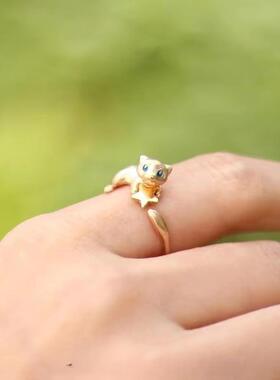 可爱小精灵五角星戒指梦幻宠物戒指手饰