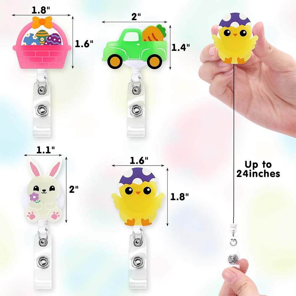 亚克力夜光兔子复活节卡车胡萝卜蛋小鸡可爱可伸缩徽章卷轴