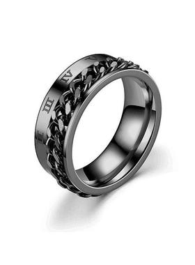 电商爆款戒指男可转动钛钢链条戒指个性风潮欧美跨境首饰品